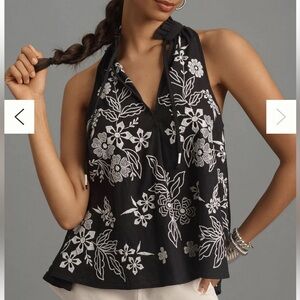 Pilcro The Tavi Blouse: Tank Edition (Black and White Floral Top)